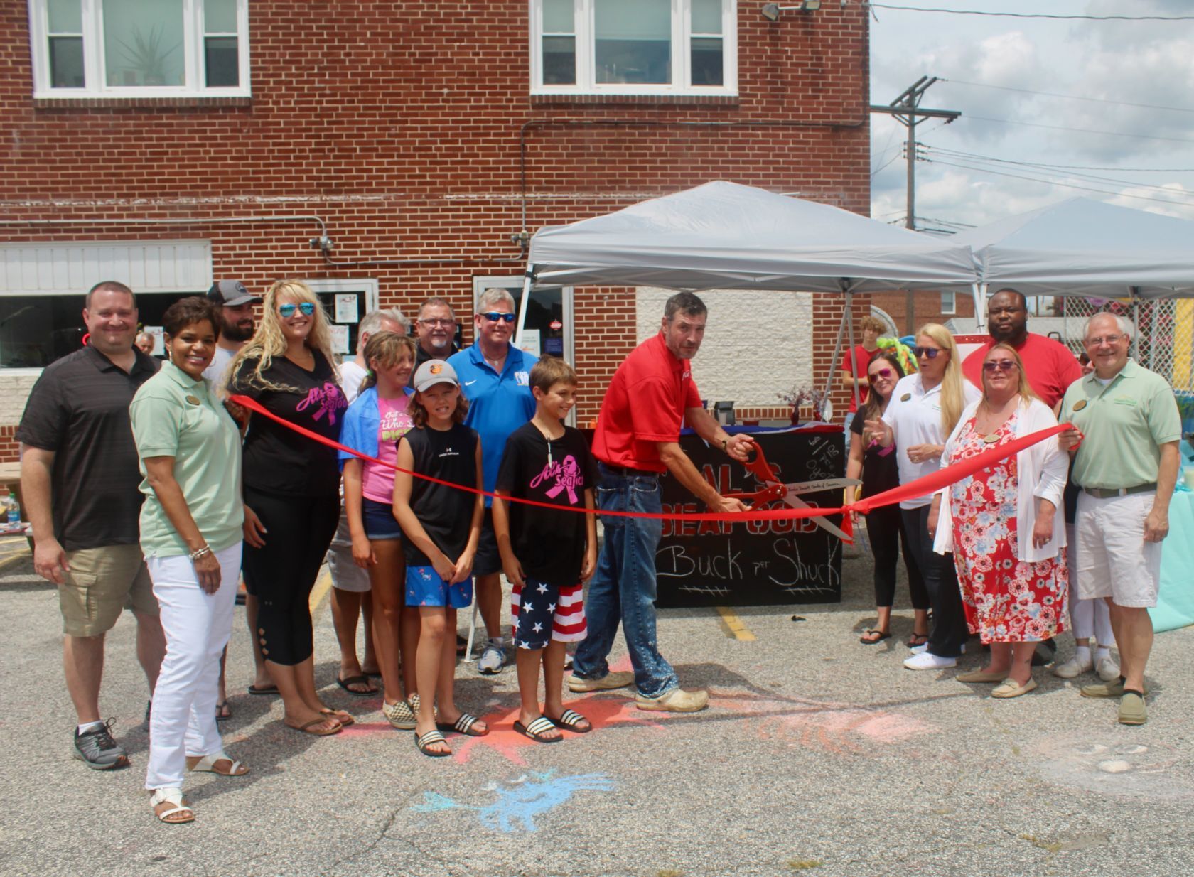 Cutting the ribbon
